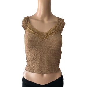 Dazy Neutral Creped and Lace Top NWT'S